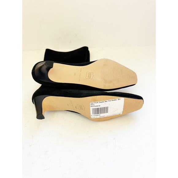 NWOB Ann Taylor Mid Shaft Nip Toe Bootie Black Suede 8 - Picture 3 of 3